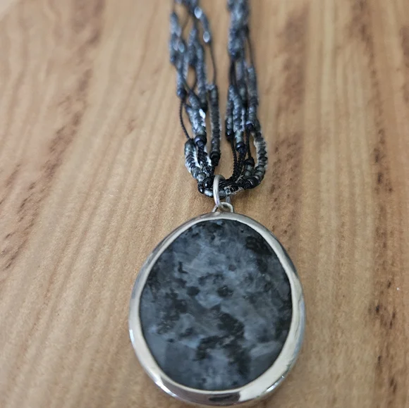 Silpada .925 Sterling Silver Glass bead five strand necklace with pendant - Picture 2 of 7